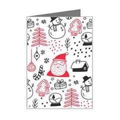 Christmas Themed Seamless Pattern Mini Greeting Card by Semog4