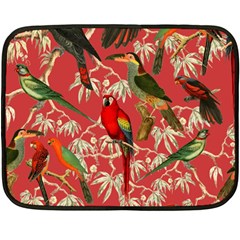 Vintage Tropical Birds Pattern In Pink Two Sides Fleece Blanket (mini) by CCBoutique