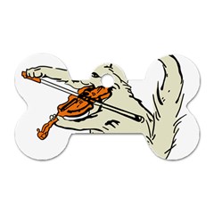 Cat Playing The Violin Art Dog Tag Bone (two Sides) by oldshool