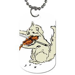 Cat Playing The Violin Art Dog Tag (two Sides) by oldshool