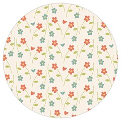 Floral-pattern-wallpaper-retro Round Trivet by Semog4