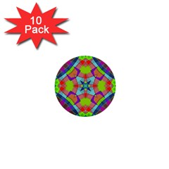 Farbenpracht Kaleidoscope Pattern 1  Mini Buttons (10 Pack)  by Semog4