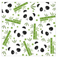 Giant Panda Bear Green Bamboo Square Satin Scarf (36  X 36 ) by Salman4z