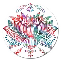 Lotus Feathers Boho Watercolor Magnet 5  (round) by Salman4z