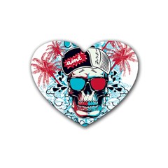 That Cool Graffiti Skull Rubber Heart Coaster (4 Pack) by Salman4z