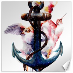 Anchor Watercolor Painting Tattoo Art Anchors And Birds Canvas 12  X 12  by Salman4z