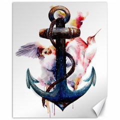 Anchor Watercolor Painting Tattoo Art Anchors And Birds Canvas 16  X 20  by Salman4z