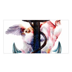 Anchor Watercolor Painting Tattoo Art Anchors And Birds Satin Shawl 45  X 80  by Salman4z