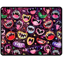 Funny Monster Mouths Fleece Blanket (medium) by Salman4z