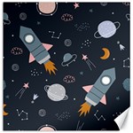 Space Background Illustration With Stars And Rocket Seamless Vector Pattern Canvas 20  x 20  19 x19.27  Canvas - 1