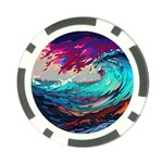 Tsunami Waves Ocean Sea Nautical Nature Water Painting Poker Chip Card Guard Front