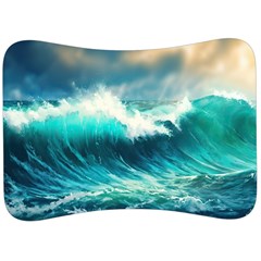 Waves Ocean Sea Tsunami Nautical Blue Velour Seat Head Rest Cushion by Jancukart