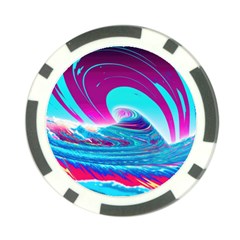 Tsunami Waves Ocean Sea Nautical Nature Water 3 Poker Chip Card Guard by Jancukart