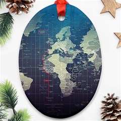 Vintage World Map Illustration Artwork Water Drop Digital Art Arts Ornament (oval) by Sudheng