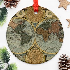 Vintage World Map Round Ornament (two Sides) by Sudheng