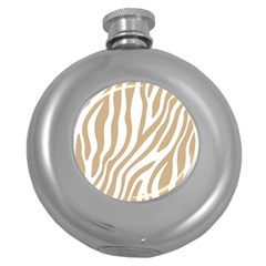 Brown Zebra Vibes Animal Print  Round Hip Flask (5 Oz) by ConteMonfrey