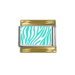 Blue Zebra Vibes Animal Print   Gold Trim Italian Charm (9mm) by ConteMonfrey