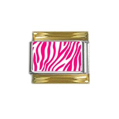 Pink Fucsia Zebra Vibes Animal Print Gold Trim Italian Charm (9mm) by ConteMonfrey