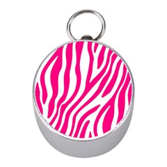 Pink Fucsia Zebra Vibes Animal Print Mini Silver Compasses by ConteMonfrey