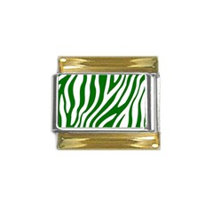 Dark Green Zebra Vibes Animal Print Gold Trim Italian Charm (9mm) by ConteMonfrey