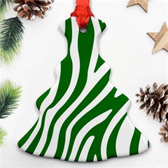 Dark Green Zebra Vibes Animal Print Christmas Tree Ornament (two Sides) by ConteMonfrey