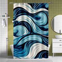 Pattern Ocean Waves Arctic Ocean Blue Nature Sea Shower Curtain 48  X 72  (small)  by Wegoenart