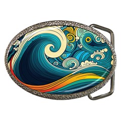 Waves Ocean Sea Abstract Whimsical Abstract Art 3 Belt Buckles by Wegoenart