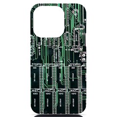 Printed Circuit Board Circuits Iphone 14 Pro Black Uv Print Case by Celenk