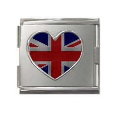 Union Jack Flag British Flag Mega Link Heart Italian Charm (18mm) by Celenk