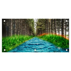 River Forest Landscape Nature Banner And Sign 6  X 3  by Celenk