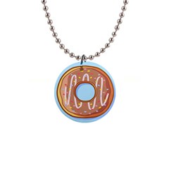 Dessert Food Donut Sweet Decor Chocolate Bread 1  Button Necklace by Uceng