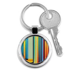 Colorful Rainbow Striped Pattern Stripes Background Key Chain (round) by Uceng