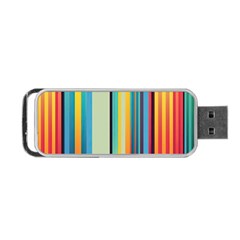 Colorful Rainbow Striped Pattern Stripes Background Portable Usb Flash (two Sides) by Uceng