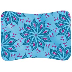 Flower Template Mandala Nature Blue Sketch Drawing Velour Seat Head Rest Cushion by Uceng