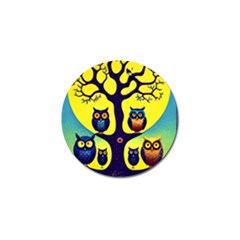 Owl Animal Cartoon Drawing Tree Nature Landscape Golf Ball Marker (4 Pack) by Uceng