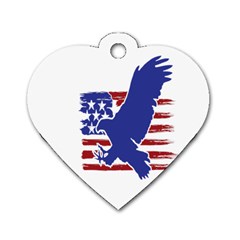Usa Flag Eagle Symbol American Bald Eagle Country Dog Tag Heart (one Side) by Wegoenart