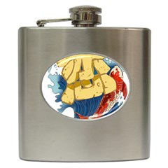 Wave Fish Koi Splash Character Carp Hip Flask (6 Oz) by Wegoenart