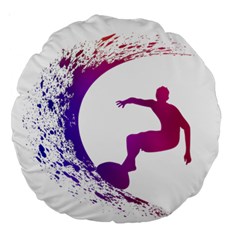 Wave Surfer Surfing Sport Athlete Water Sea Large 18  Premium Round Cushions by Wegoenart