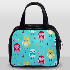 Owls Owl Bird Cute Animal Art Vector  Pattern Colorful Classic Handbag (two Sides) by Salman4z