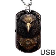 Eagle Ornate Pattern Feather Texture Dog Tag Usb Flash (two Sides) by Ravend