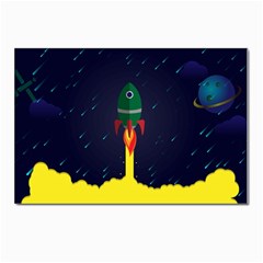 Rocket Halftone Astrology Astronaut Postcards 5  X 7  (pkg Of 10) by Salman4z