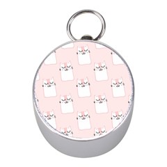 Pattern Pink Cute Sweet Fur Cats Mini Silver Compasses by Salman4z