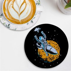 Astronaut Planet Space Science Uv Print Round Tile Coaster by Salman4z