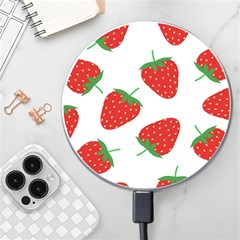 Seamless Pattern Fresh Strawberry Wireless Fast Charger(white) by Salman4z