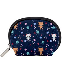 Cute Astronaut Cat With Star Galaxy Elements Seamless Pattern Accessory Pouch (small) by Salman4z