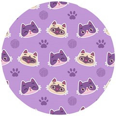 Cute Colorful Cat Kitten With Paw Yarn Ball Seamless Pattern Wooden Puzzle Round by Salman4z