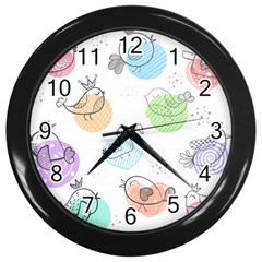 Cartoon Bird Cute Doodle Bird Wall Clock (black) by Salman4z