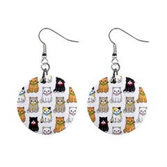 Cat Kitten Seamless Pattern Mini Button Earrings by Salman4z