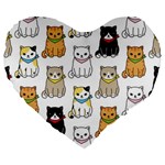 Cat Kitten Seamless Pattern Large 19  Premium Heart Shape Cushions Front