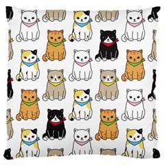 Cat Kitten Seamless Pattern Large Premium Plush Fleece Cushion Case (one Side) by Salman4z